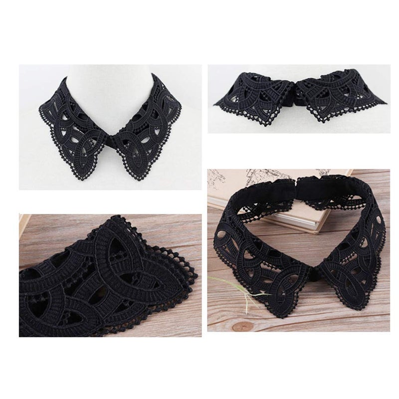 Gracelife Hollow Design Lapel False Collar Detachable Dickey Blouse Fake Half Shirt Collar for Women (Black 79) - Image 3